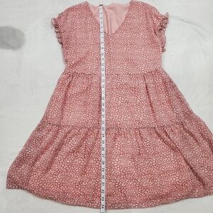 Women's Pink Flowy Patterned Dress Medium
